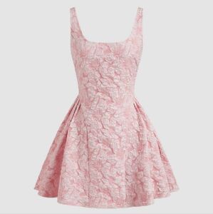 Pink Stretch Jacquard Mini Dress